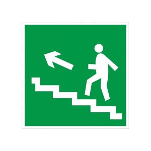 Знак «Направление к эвакуационному выходу по лестнице вверх левосторонний» 200*200мм