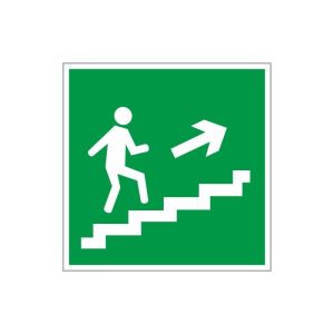 Знак «Направление к эвакуационному выходу по лестнице вверх правосторонний» 200*200мм