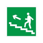 Знак «Направление к эвакуационному выходу по лестнице вверх левосторонний» 200*200мм