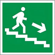 Знак «Направление к эвакуационному выходу по лестнице вниз правосторонний» 200*200мм